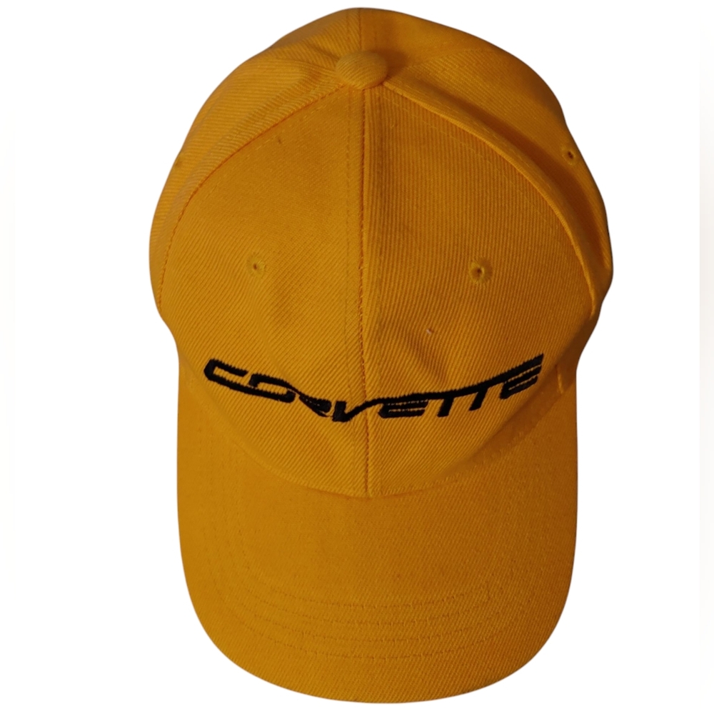 Corvette Yellow Baseball Cap Hook and Loop Fastener Fits up to 8" Head